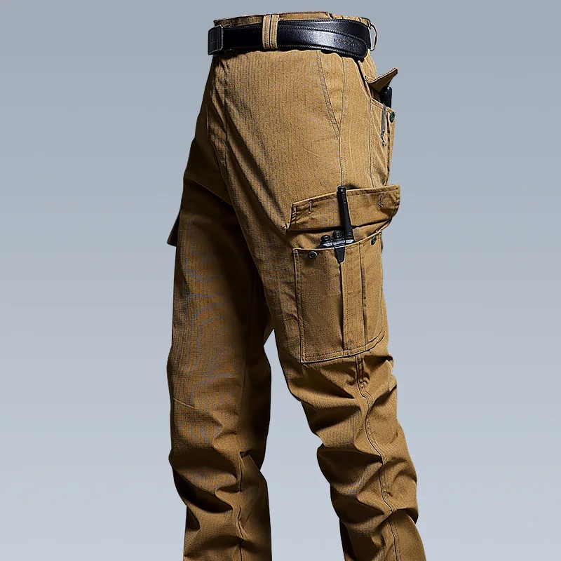 Wear-Resistant Cargo Pants Men Casual Work Stretch Trousers Breathable Multi-Pocket Outdoor Waterproof Training Hiking Pant Male