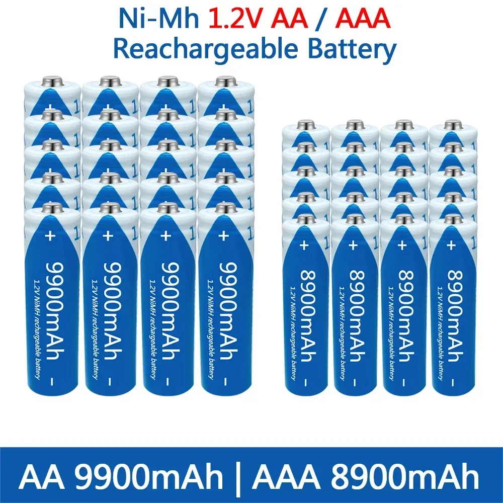 

1.2V AA AAA battery, large capacity Ni MH rechargeable battery, 9900Mah, for toys, remote controls, mice+free shipping