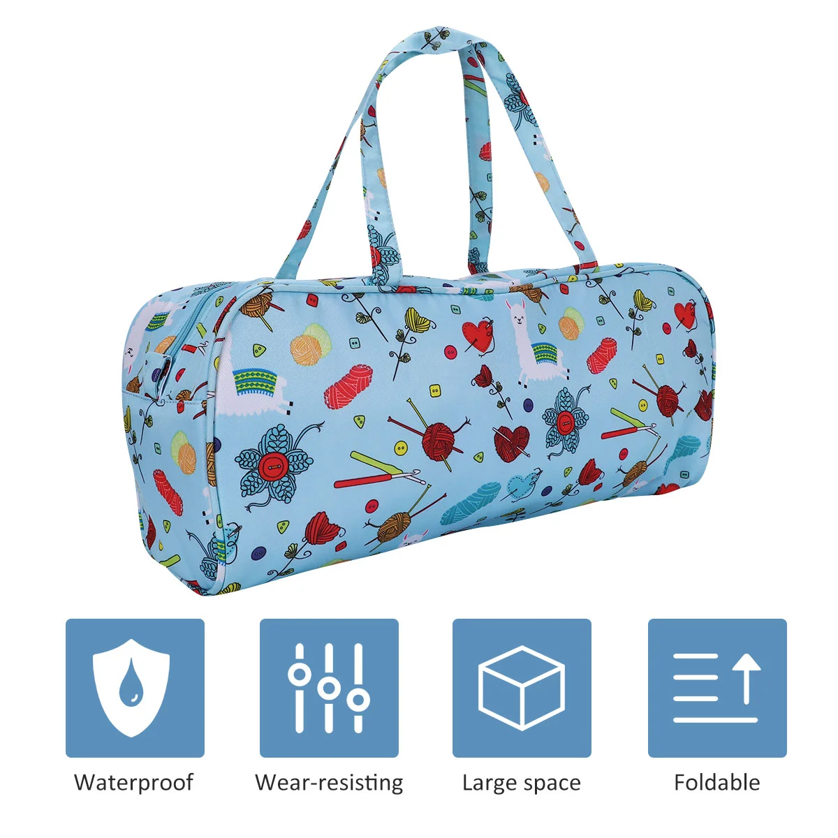 

Knitting Bag Yarn Tote Organizer with Cover Inner Divider and Handle for Crochet Hooks Knitting Needles Craft Supplies Bag