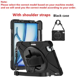 Heavy Duty Shockproof Kids Tablet Case - Durable Protective Cover for Air 11 - inch M4 2026 (Black With Straps)