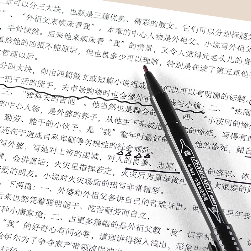 파인 팁 듀얼 엔드 마커 펜 - 0.5mm 및 1mm 방수 영구 잉크, 드로잉, 윤곽선 및 라벨링용 유성, 휴대용 디자인