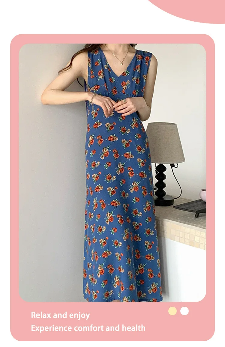 Sexy Ärmelloses Nachtkleid Frau Dünne Baumwolle Rayon Schlafen Kleidung Schlank Mode frauen Nachthemden Erwachsene Hause Tragen Hemd – Detail 20