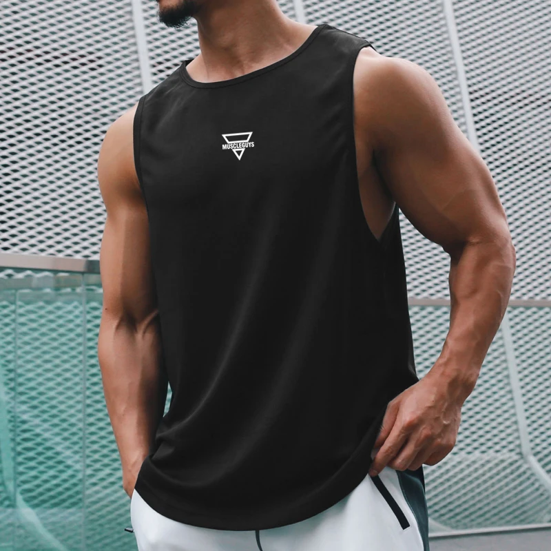 Mens Workout Running Casual Tank Top New Fitness Summer Fashion Singlet Quick Dry Vest Clothing Bodybuilding Sleeveless Shirt