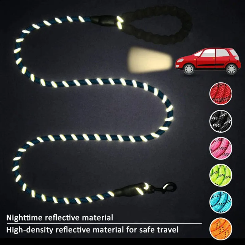 Pet Dog Leash Night Reflection Outdoor Multicolor Round Rope For Big Small Medium Large Dog Drag Pull Tow Leash Accessories dog leash