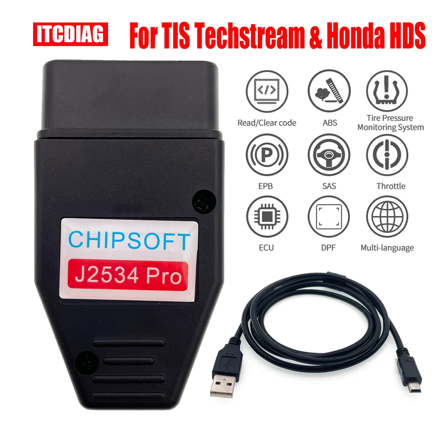 Chipsoft J2534 Pro Per Toyota Tis Techstream 17.30.011 Strumento Diagnostico Vci E Per Scanner Obd Per Cavi Honda Hds 3.102.051 2 In 1