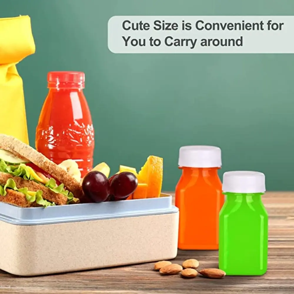 

4 Pcs 120ML/150ML Juice Bottles New Tamper Proof Lids Plastic Square Bottle Empty Transparent Clear Drink Containers Milk