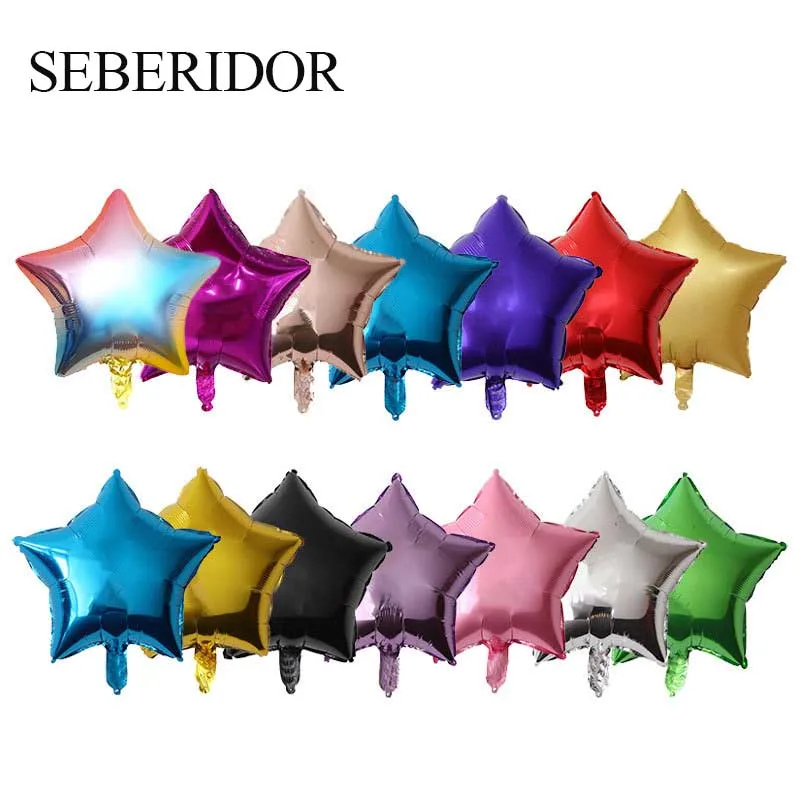 18inch Pentagram Star Aluminum Foil Balloon Gold Silver Red For Baby Girl Boy Kids 1st Birthday Wedding Event Party Favor Decor
