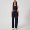 Straight Fitness Micro Flared Pants Back Waist with Pockets Flared Pants Gym Workout Running High Waisted Quick Dry Yoga Clothes 6