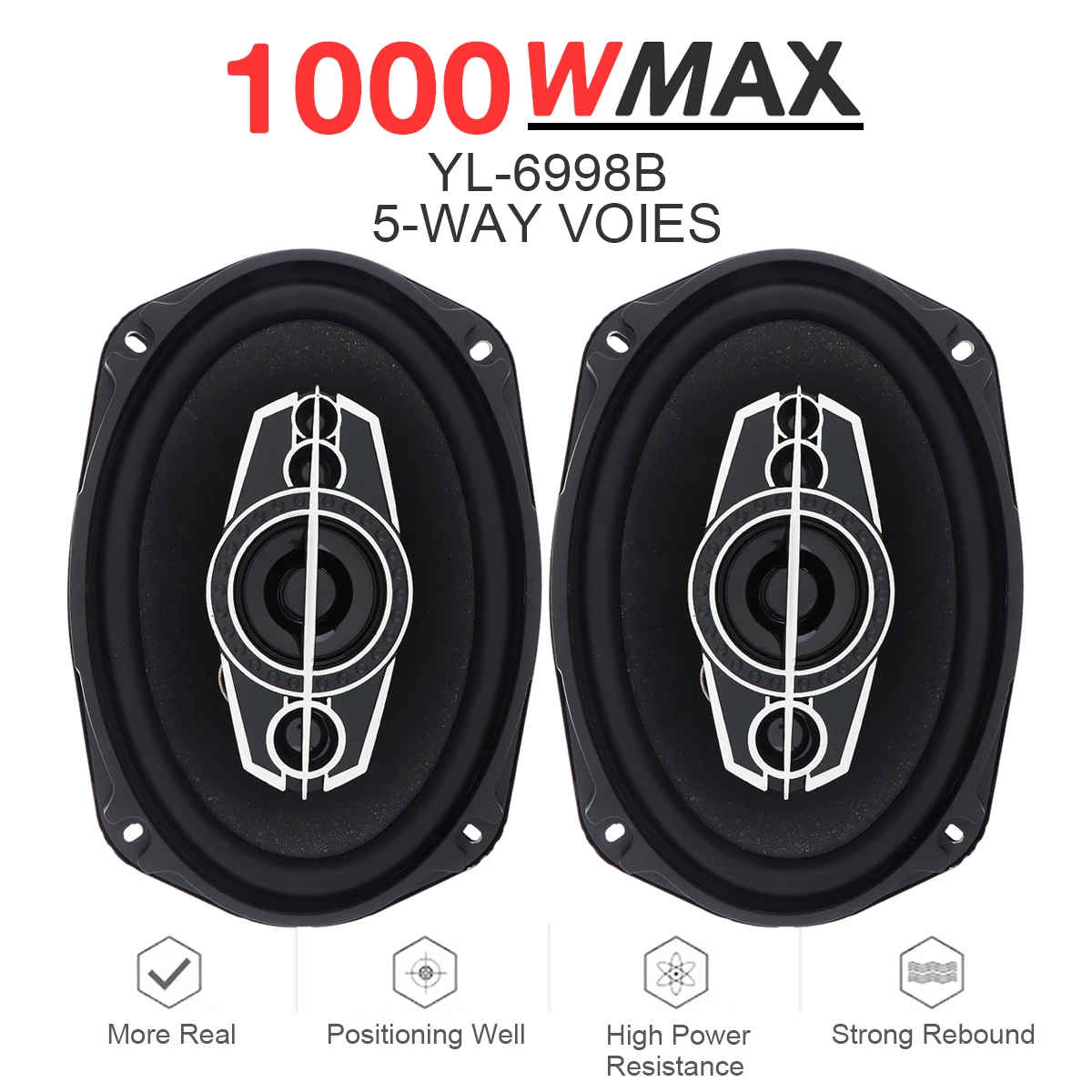 

Автомобильные коаксиальные Hi-Fi колонки, 2 шт., 6 Х9 дюймов, 1000 Вт, 12 В, 5 каналов