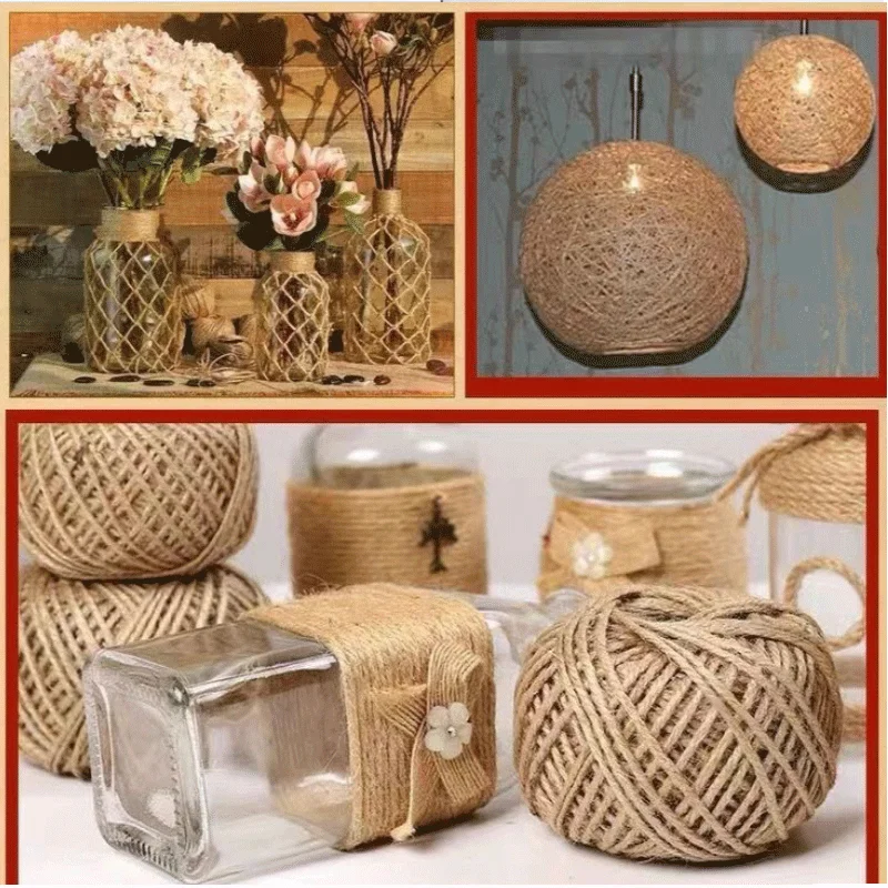 2/4/6/12/14/16mm Natural Jute Hemp Rope Macrame Cord DIY Crafts Gift Wrapping