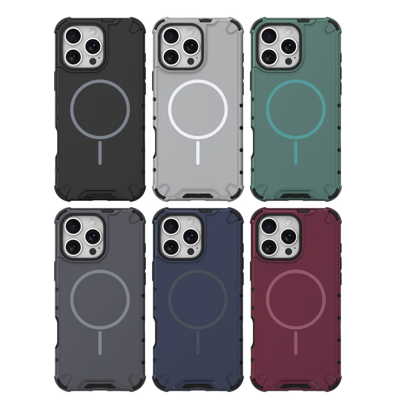 ELVEV Magnetic Anti-Drop Corrugated Texture Phone Case with Soft TPU Lens Protection