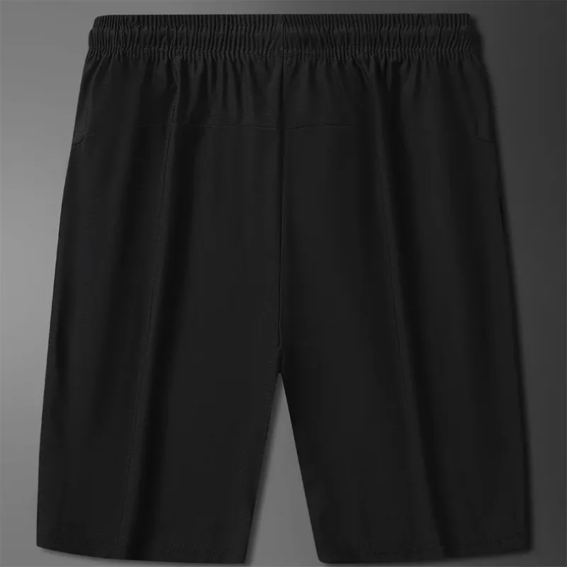 Summer Men's Solid Zipper Pockets Vacation Elastic High Waisted Casual Sports Loose Trousers Preppy Style High Street Shorts