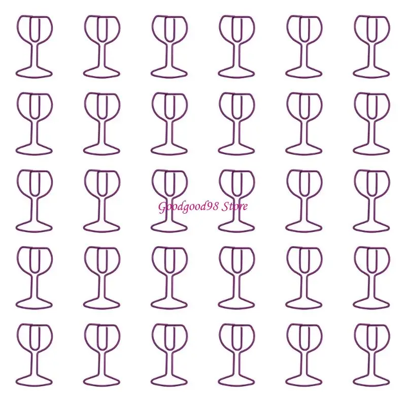 30Pcs 와인 유리 모양 종이 클립 파일 주최자 클립 금속 책 마커 클립
