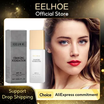 EELHOE Colour Changing Foundation Spf 15 Anti UV Protection Waterproof Smudge-Proof High Coverage Foundation Makeup Cosmetics