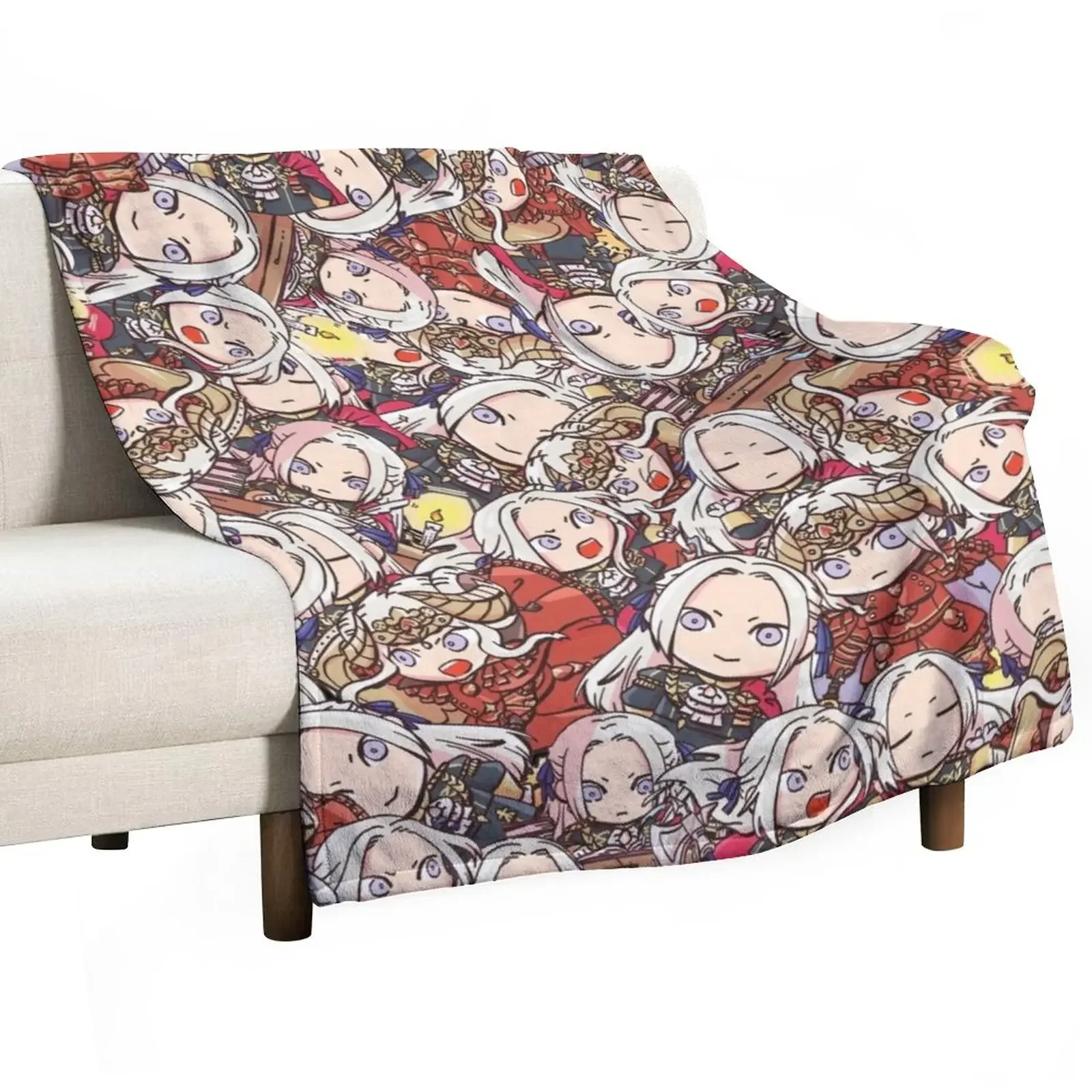 

Fire Emblem Three Houses: Chibi Edelgard Collage Throw Blanket Flannel Fabric Luxury St Blankets
