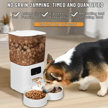 Smart Pet Feeder with Dual Bowls - 5L Transparent Storage, WiFi APP Control, Automatic Timed Dispensing for Cats & Dogs, Battery 5