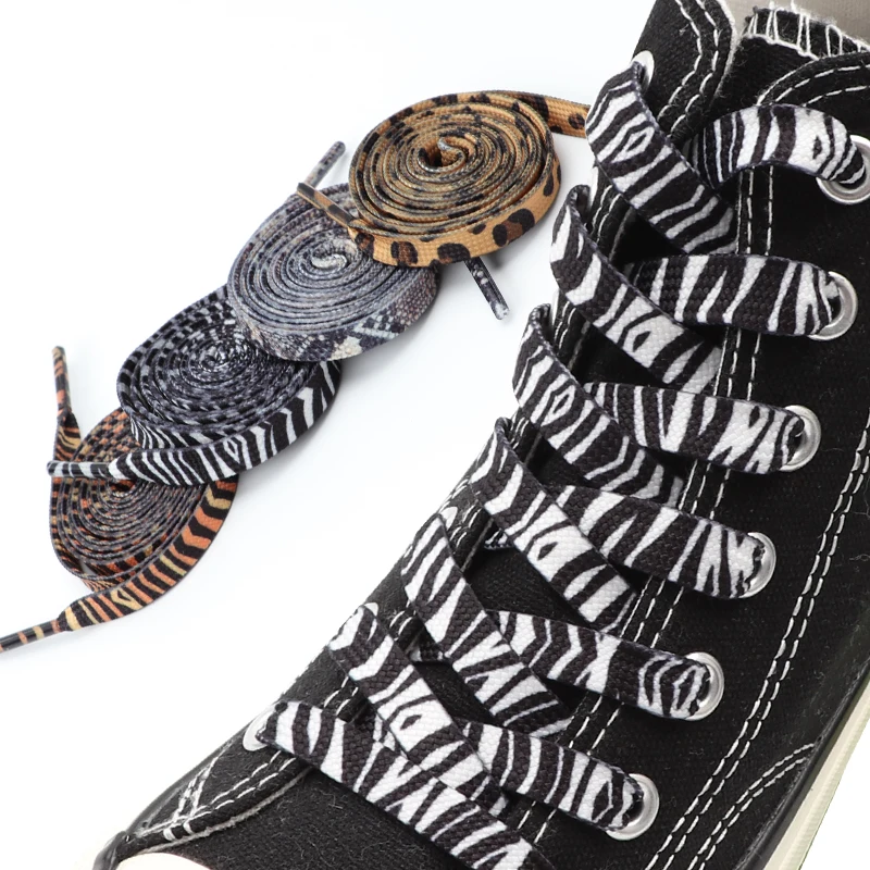 Classic Flat Shoelaces for Sneakers Print Animal Leopard Zebra Snake Shoe Laces Creative Unisex Casual Canvas Shoelace 1 Pair shoe laces shoe accessories