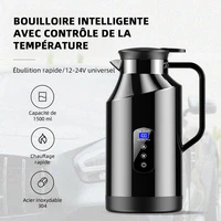Yangood Portable voiture bouilloire chaude 1500ML grande capacité 304 en acier inoxydable chauffe-eau voyage Auto 12V 24V pour thé café pour 2