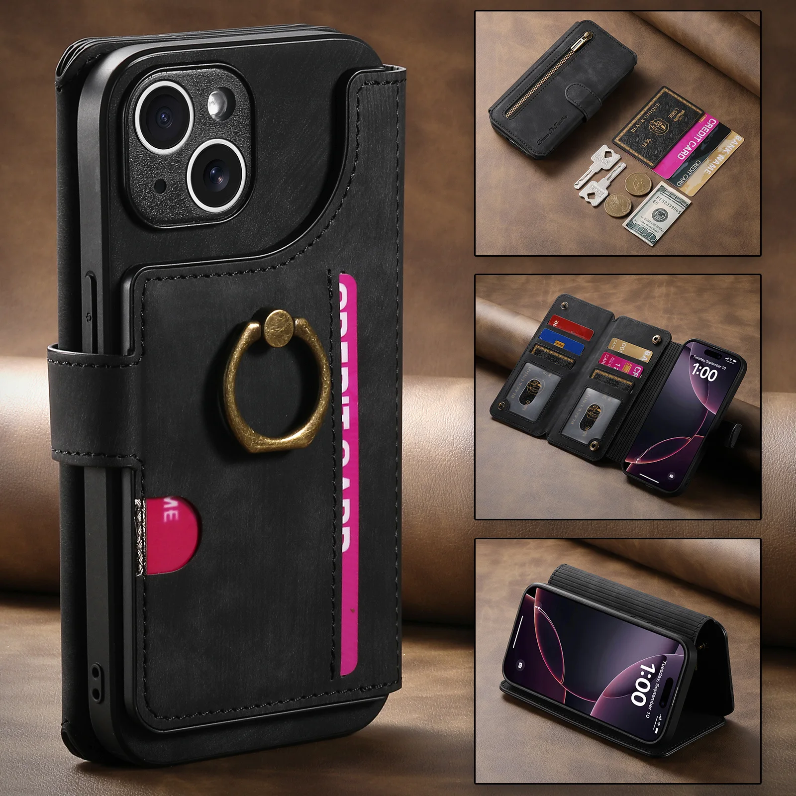 핸드폰케이스 갤럭시 Wide7 6 5 양자 4 지갑 케이스 지퍼 멀티 2 카드 3 링 방지 7 커버에 가죽 버디 점프 충격 플립  대한-모바일 11번가