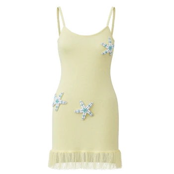 Calista Starfish Beaded Knit Mini Dress. 5