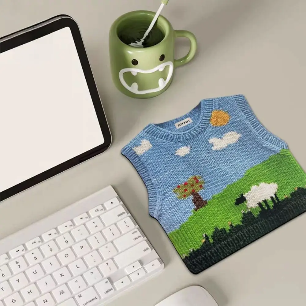 Creative Cute Knitted Sweater Mouse Pad Anti-slip Thickened Keyboard Mice Mat Durable Washable Desk Cushion Desktop