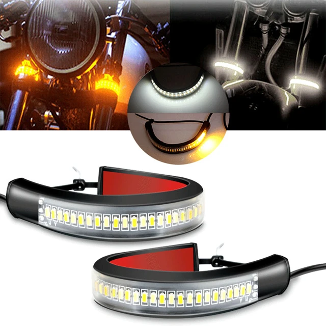 1Pc Universal LED Ring Fork Strip Lamp Flashing Blinker Motorcycle