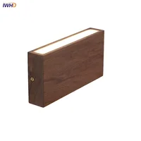IWHD Simple Art LED Wall Light Sconce Indoor Bedroom Restaurant Living Room Walnut Wood Nordic Comtemporary Bedside Lamp Lampara 1
