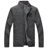 MEN SWEATERS WITH ZIPPERS THICK FLEECE WARM BLACK CASUAL  WINTER MEN CARDIGAN WOOL COTTON KNITTED JACKETS SWEATERCOAT 2