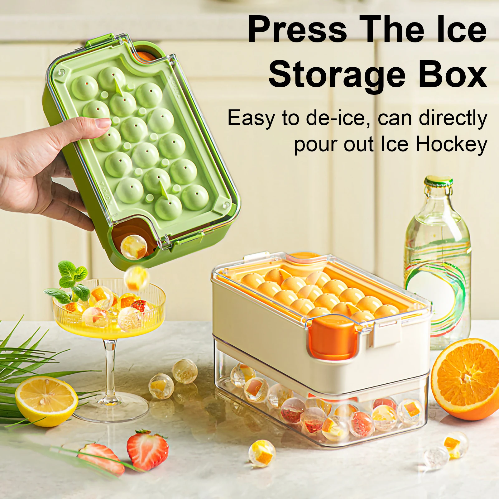 

Portable Ice Ball Maker Ice Cube Tray with Storage Box Ice Cubes Molds Beer Whisky Drinks Ice Mould for Kitchen Acceesories