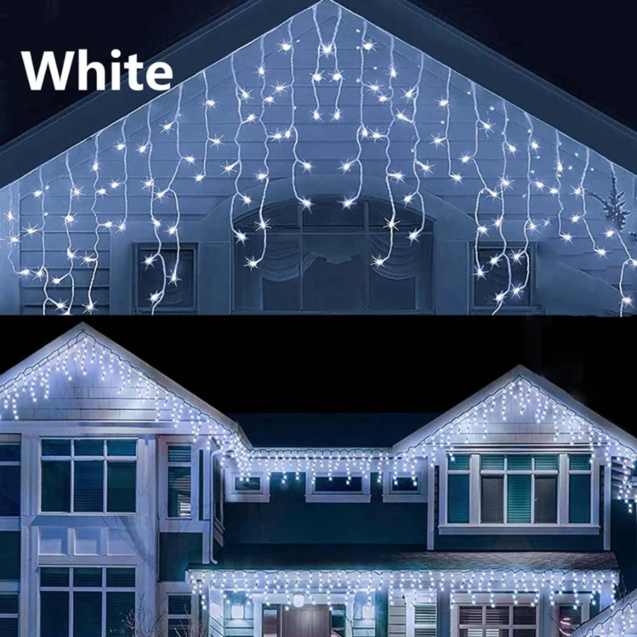 LED Icicle String Lights 4M/12M Curtain Fairy Lights Christmas Garland Outdoor For Wedding Party New Year Terrace Decoration
