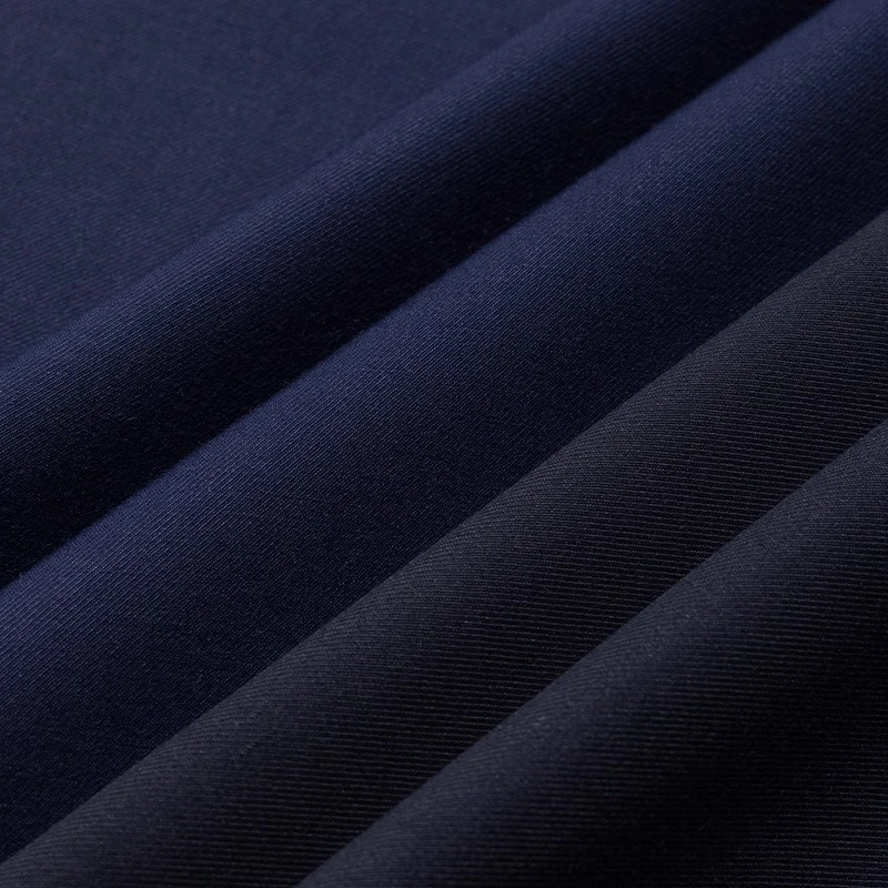 Premium Designer Navy Blue Textured Qipao Suiting Fabric - Wrinkle Resistant Twill Drape