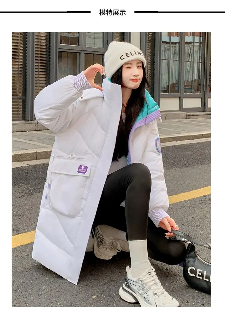 Oversized Winter Hooded Parker Women Down Jacket 2026 New Thicken Cotton Padded Coat Fashion Long Overcoat Female Warm Parkas