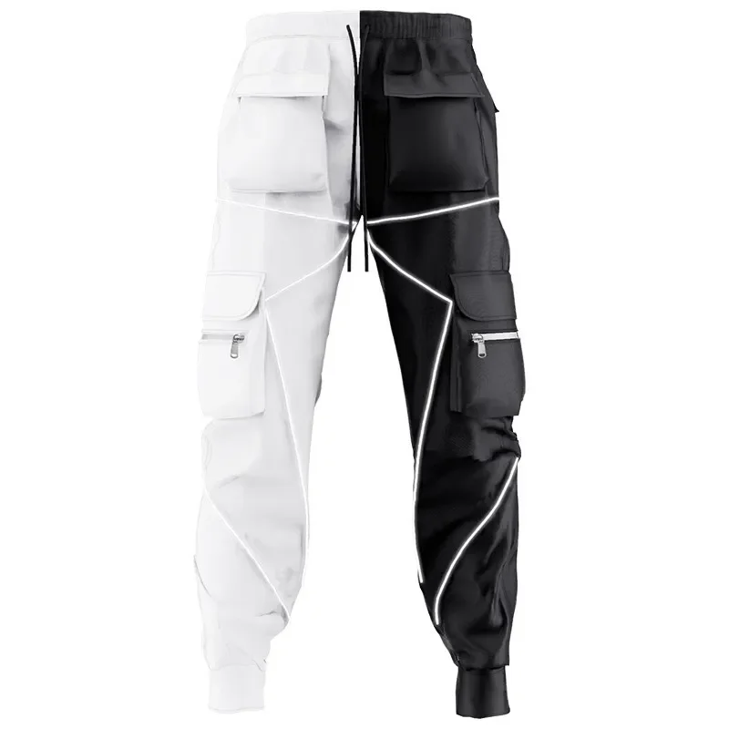 Leisure Workwear Pants Mens Printed Reflective Trend Loose Fitting Versatile Pants Sweatpants
