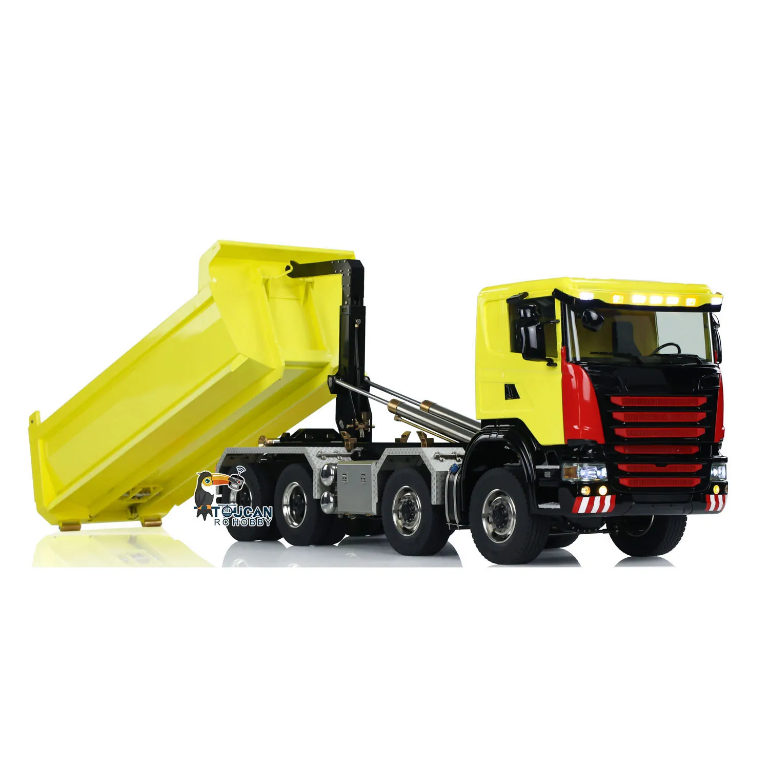 8x8 1/14 Hydraulic RC Roll Off Dumper Truck Metal Differential Lock Axles 3-Speed Toucan RC Hobby Light Sound System RC Toys 3