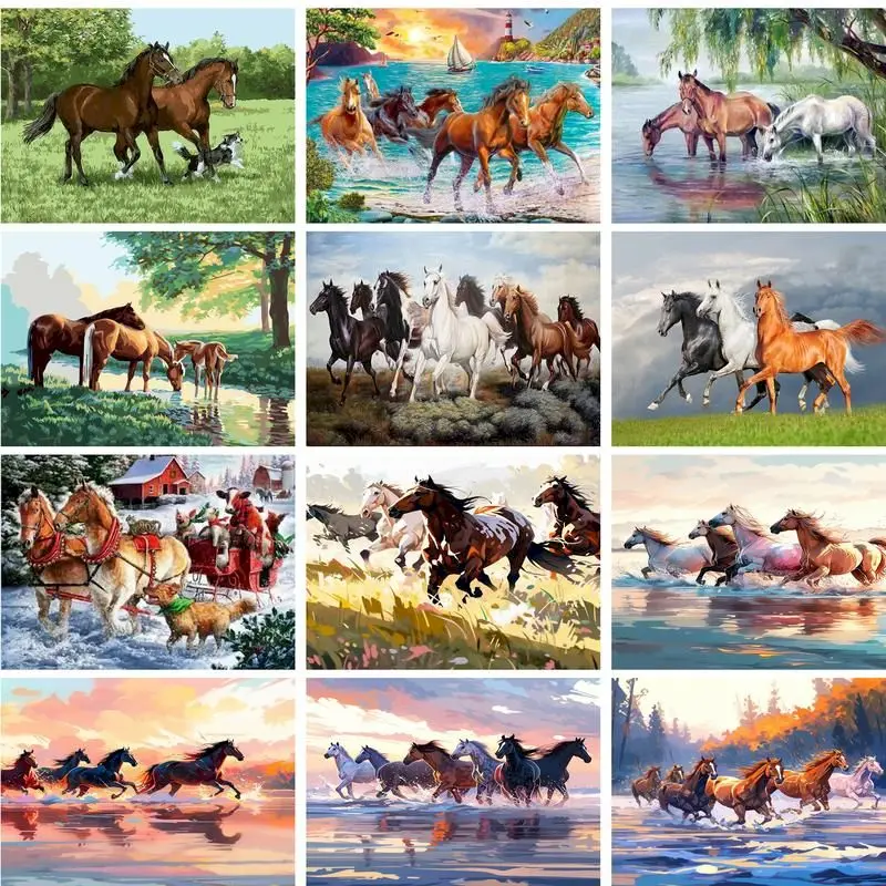 

GATYZTORY Modern Painting By Numbers Horses Drawing With Numbers Home Decors Wall Decors Unique Gift For Beginner Artwork