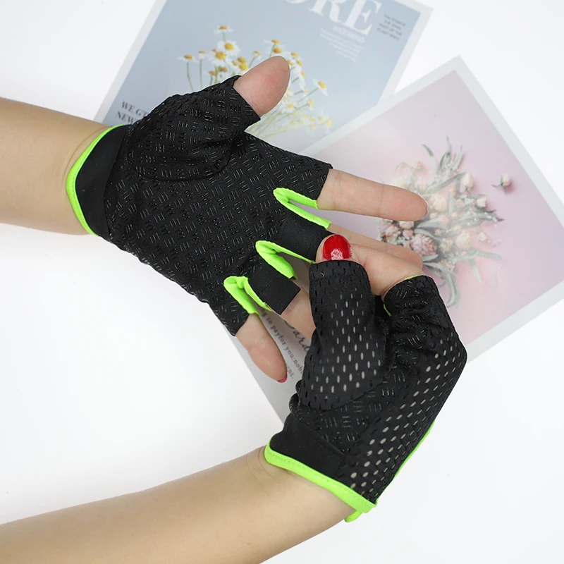 Cycling Fingerless Gloves for Women Men Fitness UV Protection Gym Barbell Breathable Mesh Anti-Slip Summer Fishing Bicycle 4