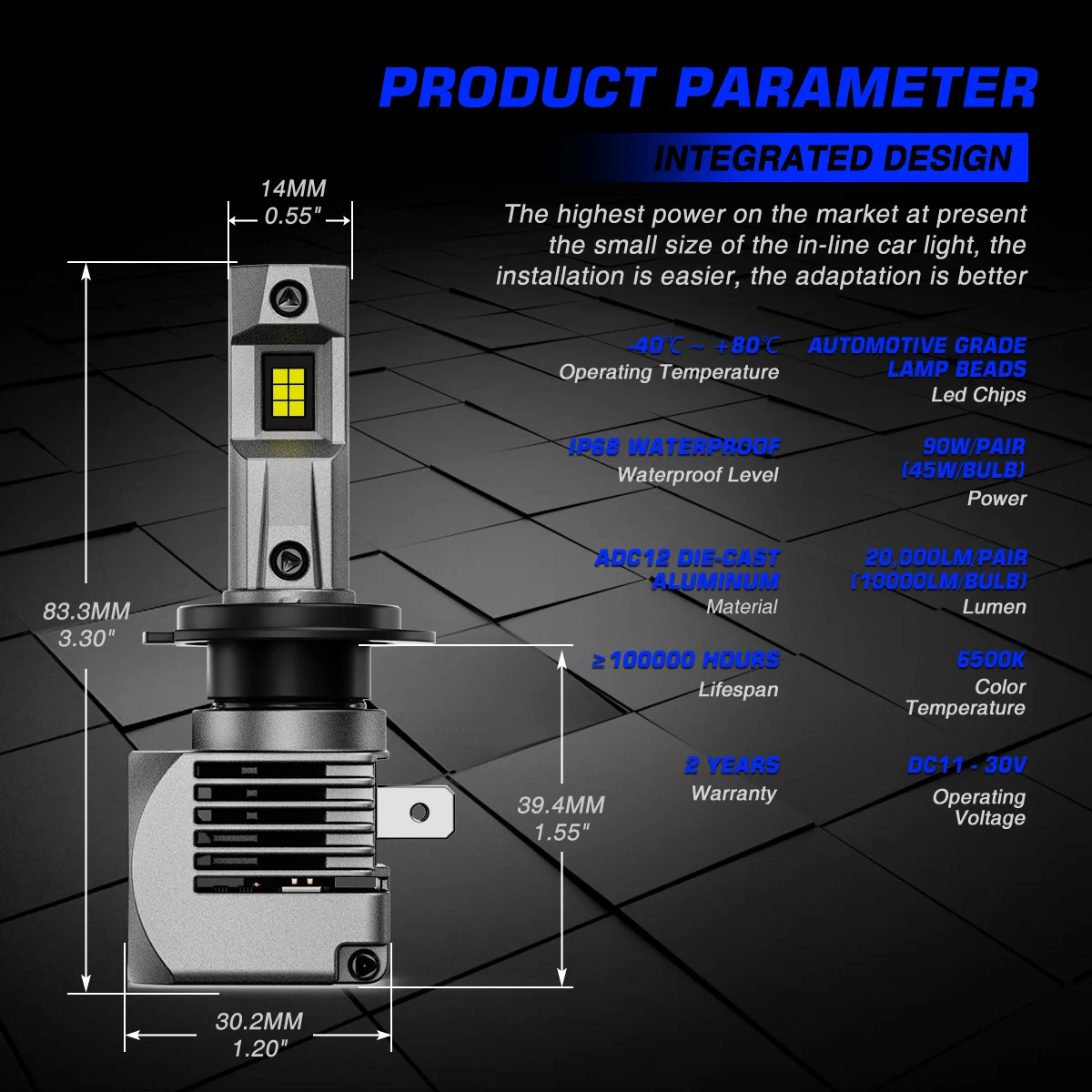 Фото NOVSIGHT N56 H7 супер яркие лампы H4 светодиодный H11 H8 H9 9005 HB3 9006 HB4 H1 90W 20000LM 6500K Canbus мини размер автомобильных фар №3