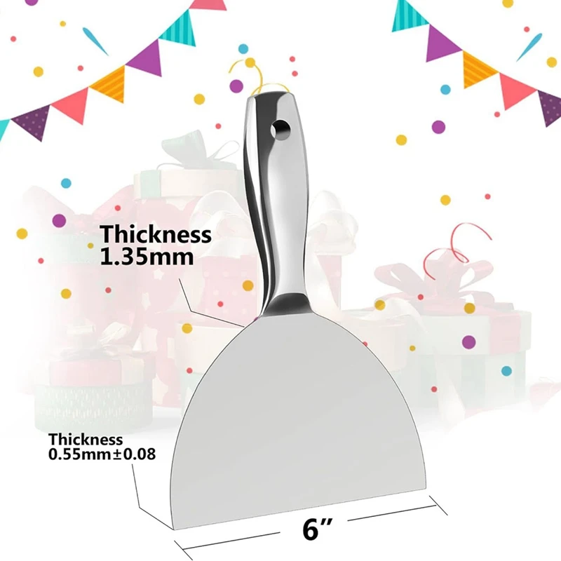 6 Inch Putty-Knife Stainless Steel Scraper Tool for Drywall Finishing Putty Knife Scraper
