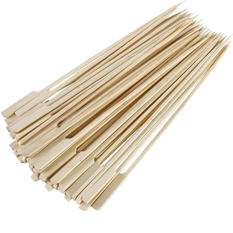 100pcs/bag 18cm-25cm Bamboo Paddle Skewers Kabob Skewer Fruit BBQ Sticks for Outdoor Grilling Restaurant Bar Cafe Supply Party