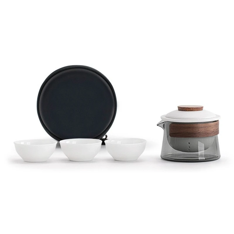 

BEAU-1 Bowl 3 Cups Tea Cup Set Household Tea Making Travel Tea Set Outdoor Portable Bag Chinese Tea Set Supplies