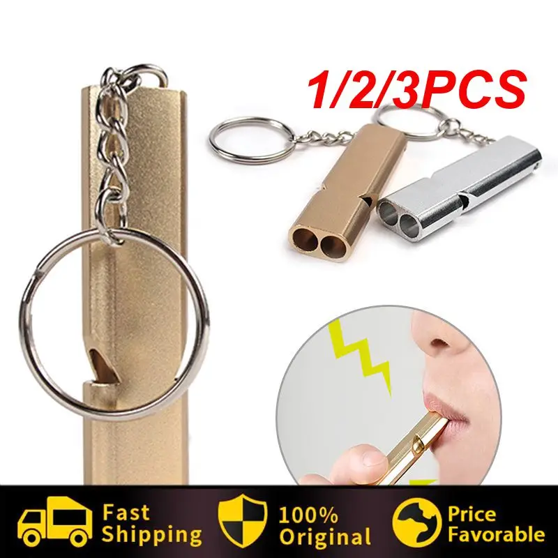 

1/2/3PCS Dual-tube Survival Whistle Portable Aluminum Safety Whistle For Outdoor Hiking Camping Survival Emergency Keychain