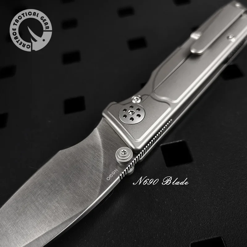 CRETACE KNIVES DUKE SERIES N690 FOLDING BLADE TC4 TITANIUM KNIFE High End Collection EDC Self Defense Folding Blade Pocketknife 4