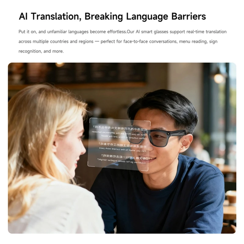 Lenovo AI Smart Glasses Translation 8MP HD Camera 4K Shooting Image Conversation Recording Listening To Music Smart Glasses 2026