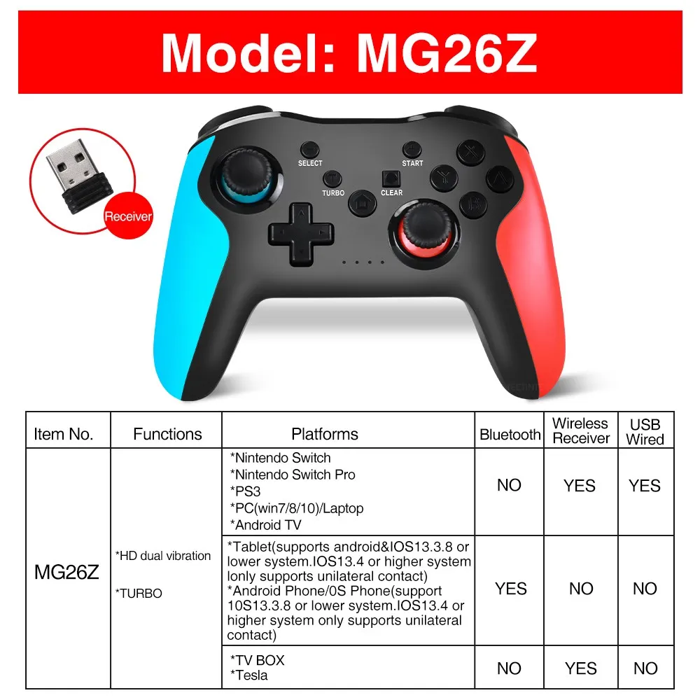 2.4G Wireless Gamepad Compatible Nintendo Switch Pro Console PC Game Controller For TV Box Andriod Phone For PS3 Tesla Joystick 