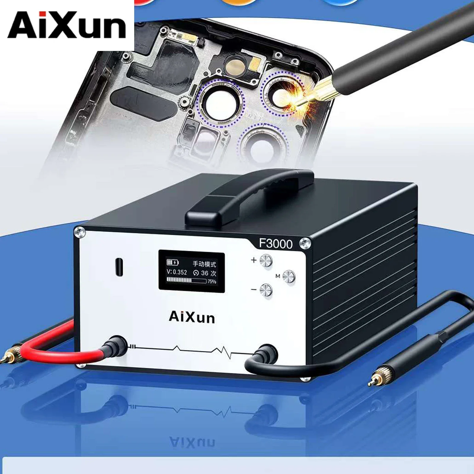 JCID Aixun F3000 휴대용 패러드 캐패시터 스폿 용접기, 리튬 배터리 용접, 더블 펄스 솔더 니켈 도금 용접기