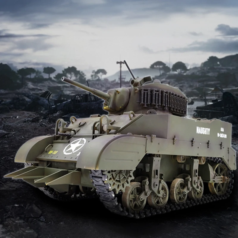 Kubing Ke 1/16 Full Scale US Stuart M5A1 Remote Control Tank Smoke Belt Expansion Simulation Model Outdoor Toy Festival Gift 3