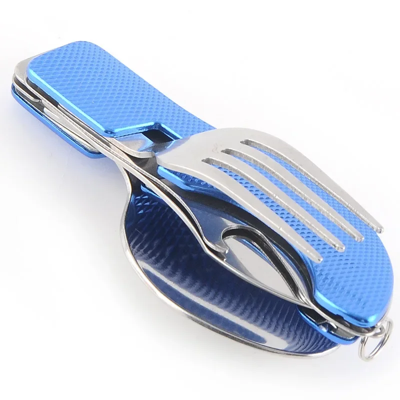 Stainless Steel Camping Folding Disassembly Knife Fork Spoon Combination Tableware Multifunctional Outdoor Spoon Knife Fork