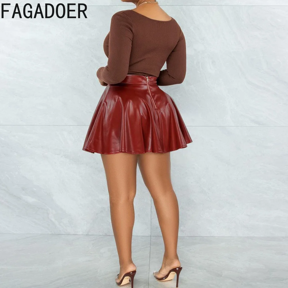 Womens Ultra Feminine Soft Brown Leather Skater Skirt