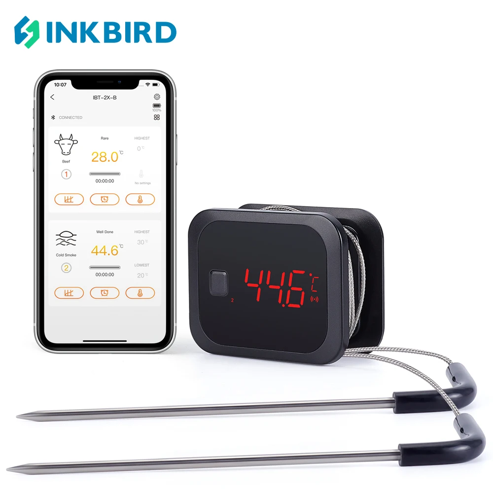 INKBIRD IBT-2X Bluetooth Meat Thermometer with Dual Probes Wireless Food  Thermometer For Smoker - AliExpress