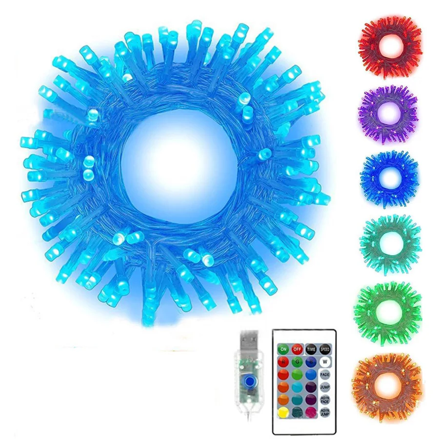 

20M 200LED LED String Lights With Remote 16 Color RGB Christmas Tree Fairy Lights for Bedroom Party Holiday Wedding Decor